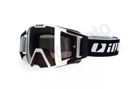 Motociklininko akiniai IMX Sand balti matiniai juodi veidrodiniai sidabriniai + skaidrus stiklas-1