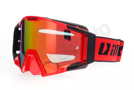 Occhiali da moto IMX Sand rosso opaco nero specchiato + vetro trasparente - 3801831-055-OS