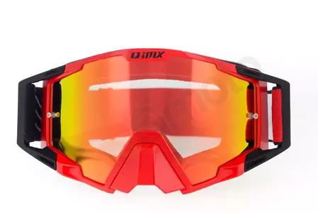 Motorradbrille IMX Sand rot matt schwarz verspiegelt rot + transparentes Glas-4