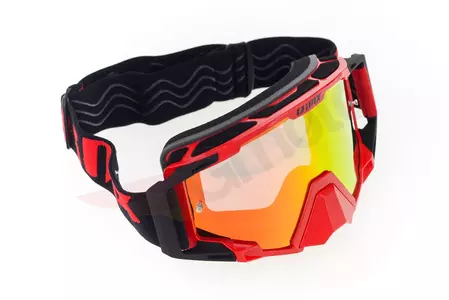 Motorradbrille IMX Sand rot matt schwarz verspiegelt rot + transparentes Glas-5