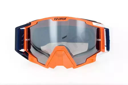Occhiali da moto IMX Sand arancio bianco blu specchiato argento + vetro trasparente-4
