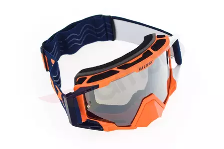 Occhiali da moto IMX Sand arancio bianco blu specchiato argento + vetro trasparente-5