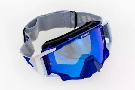 Motorradbrille IMX Sand blau weiß blau verspiegelt + transparentes Glas-5