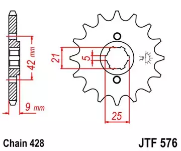 Piñón delantero JT JTF576.19, 19z tamaño 428 - JTF576.19