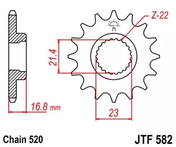 Främre kedjehjul JT JTF582.16, 16z storlek 520 - JTF582.16