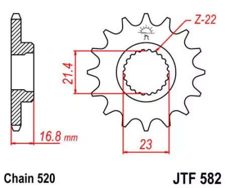 Voortandwiel JT JTF582.16, 16z maat 520-2