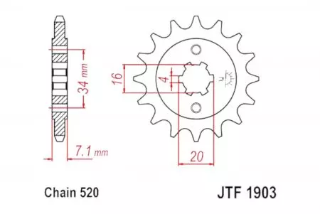 Pinion față JT JTF1903.15, 15z dimensiune 520 - JTF1903.15