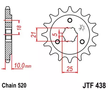 Piñón delantero JT JTF438.15, 15z tamaño 520 - JTF438.15