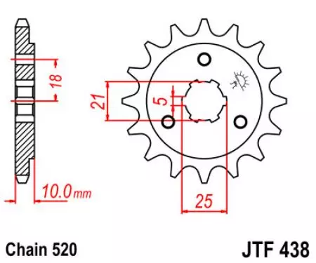 Voortandwiel JT JTF438.15, 15z maat 520-2
