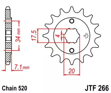 Pignone anteriore JT JTF266.13, 13z misura 520 - JTF266.13