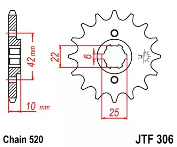 Prednji zobnik JT JTF306.15, 15z, velikost 520 - JTF306.15