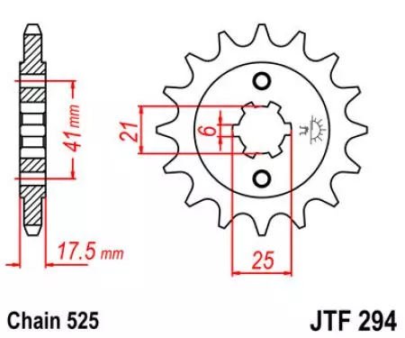 Forreste tandhjul JT JTF294.14, 14z størrelse 525-2