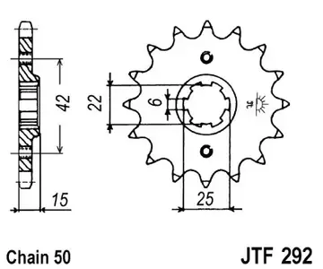 Priekšējais zobrats JT JTF292.16, 16z izmērs 530 - JTF292.16