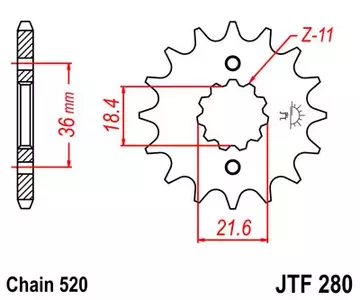 Pignone anteriore JT JTF280.13, 13z misura 520 - JTF280.13