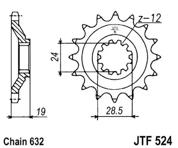 Piñón delantero JT JTF524.15, 15z tamaño 632 - JTF524.15
