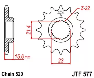 Voortandwiel JT JTF577.15, 15z maat 520