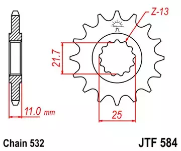 Pignone anteriore JT JTF584.16, 16z misura 532 - JTF584.16
