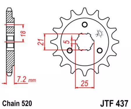 Forreste tandhjul JT JTF437.15, 15z størrelse 520-2