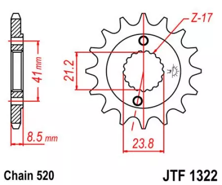 Voortandwiel JT JTF1322.15, 15z maat 520-2