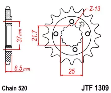 Piñón delantero JT JTF1309.14, 14z tamaño 520 - JTF1309.14