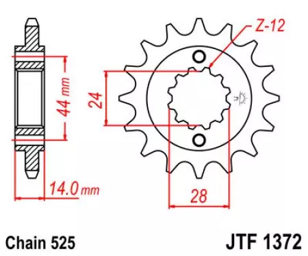 Främre kedjehjul JT JTF1372.17, 17z storlek 525-2