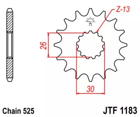 Prednji zobnik JT JTF1183.17, 17z, velikost 525-2