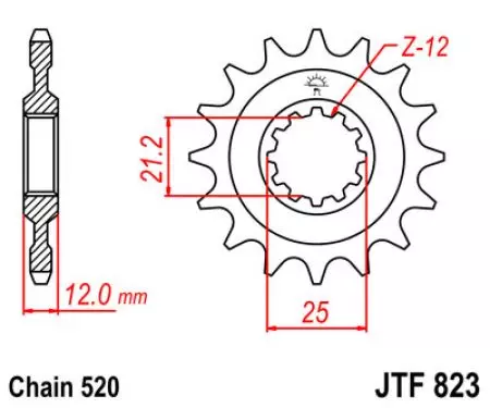 Μπροστινό γρανάζι JT JTF823.13, 13z μέγεθος 520-2