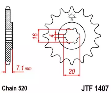 Forreste tandhjul JT JTF1407.10, 10z størrelse 520 - JTF1407.10