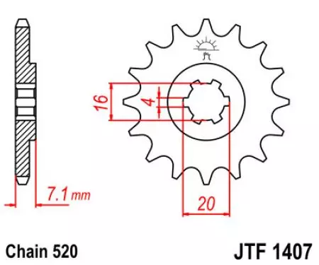 Sprednji zobnik JT JTF1407.10, 10z, velikost 520-2
