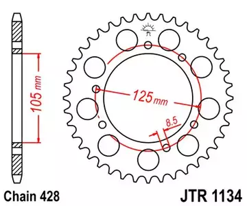 Kettenrad hinten Stahl JT JTR1134.56, 56 Zähne Teilung 428 - JTR1134.56