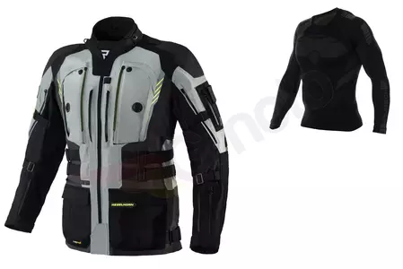 Casaco de motociclismo em tecido fluo cinzento-preto Rebelhorn Patrol XS-1