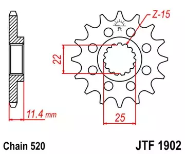 JT priekšējais zobrats JTF1902.16, 16z izmērs 520