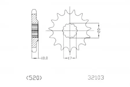 Prednji lančanik Esjot 50-32103-13, 13Z, vel.520 - 50-32103-13