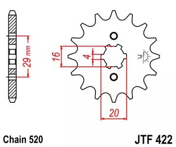 Forreste tandhjul JT JTF422.12, 12z størrelse 520 - JTF422.12