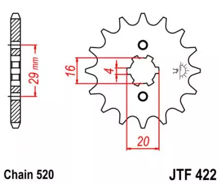 JT JTF422.12 prednji lančanik, 12z, veličina 520-2