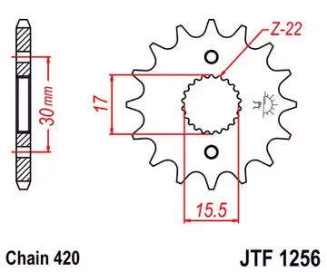 Pignone anteriore JT JTF1256.13, 13z misura 420 - JTF1256.13