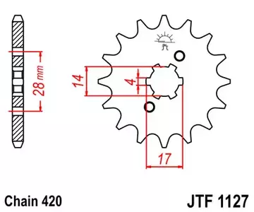 Eturattaat JT JTF1127.12, 12z, koko 420 - JTF1127.12