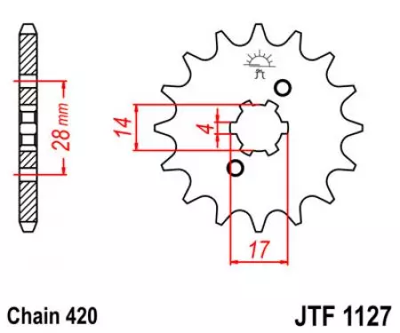 Prednji zobnik JT JTF1127.14, 14z, velikost 420-2