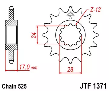 Pignone anteriore JT JTF1371.14, 14z misura 525 - JTF1371.14
