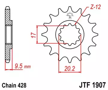 Piñón delantero JT JTF1907.13, 13z tamaño 428 - JTF1907.13