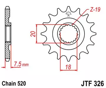 Forreste tandhjul JT JTF326.12, 12z størrelse 520