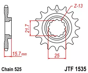 Priekšējais zobrats JT JTF1535.15, 15z izmērs 525