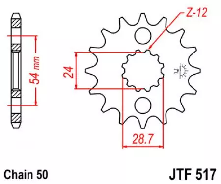Forreste tandhjul JT JTF517.18, 18z størrelse 530-2