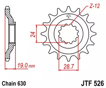 Piñón delantero JT JTF526.15, 15z tamaño 630 - JTF526.15