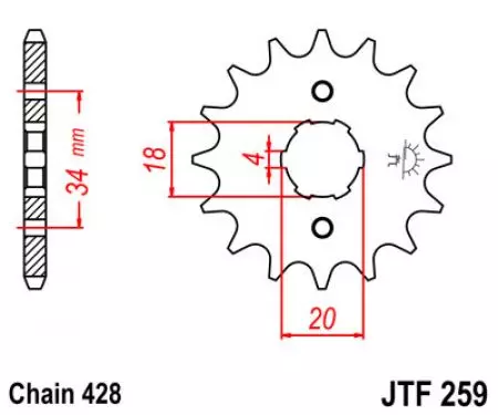 Prednji zobnik JT JTF259.16, 16z, velikost 428-2