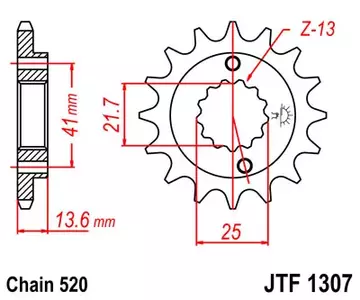 Prednji zobnik JT JTF1307.15, 15z, velikost 520