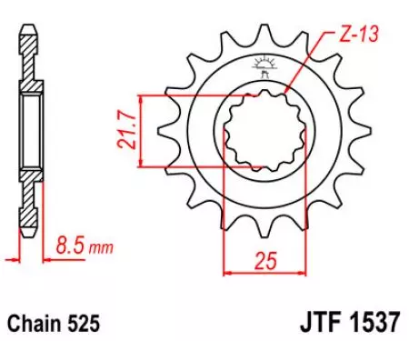 Pignone anteriore JT JTF1537.16, 16z misura 525-2