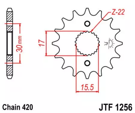 JT JTF1256.15 prednji lančanik, 15z, veličina 420-2