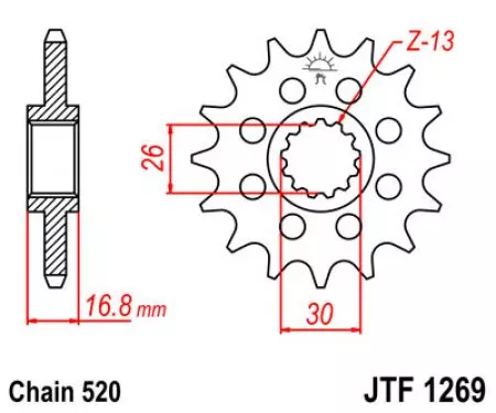 Främre kedjehjul JT JTF1269.15, 15z storlek 520-2