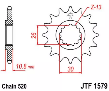 Zębatka przód JT JTF1579.16, 16z rozmiar 520-2
